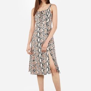 EXPRESS Snakeskin Print Lace-up Midi Dress